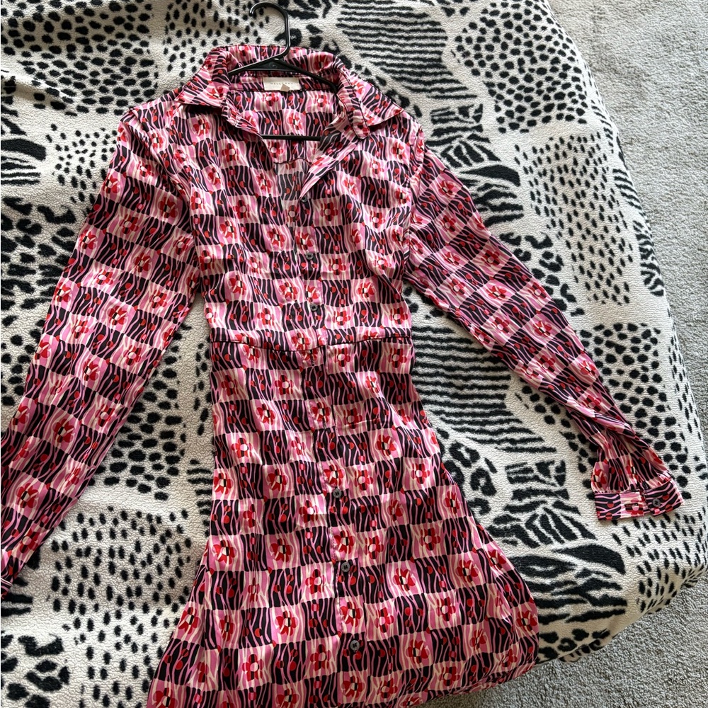 MELLODAY Vibrant Red and Black Long Sleeve Dress